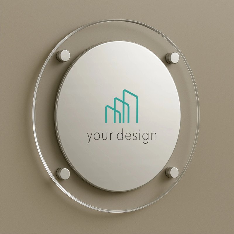 Targa Bicolore argento rotonda - Plexiglass | Targhe Professionali
