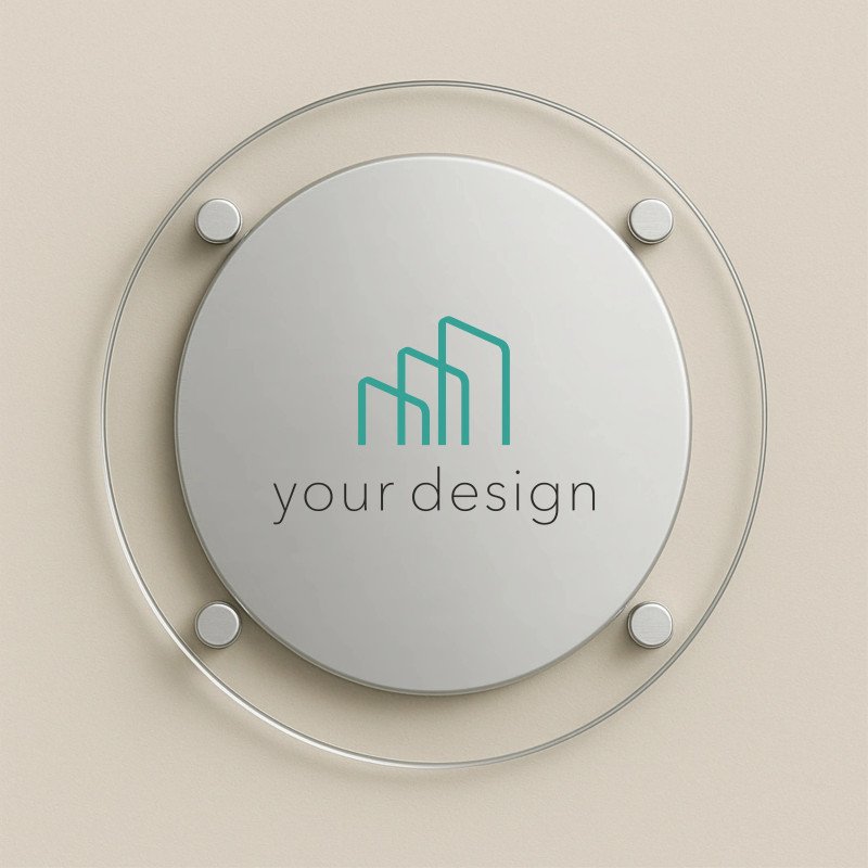 Targa Bicolore argento rotonda - Plexiglass | Targhe Professionali