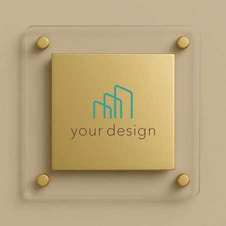 Targa bicolore oro quadrata - Doppio Plexiglass