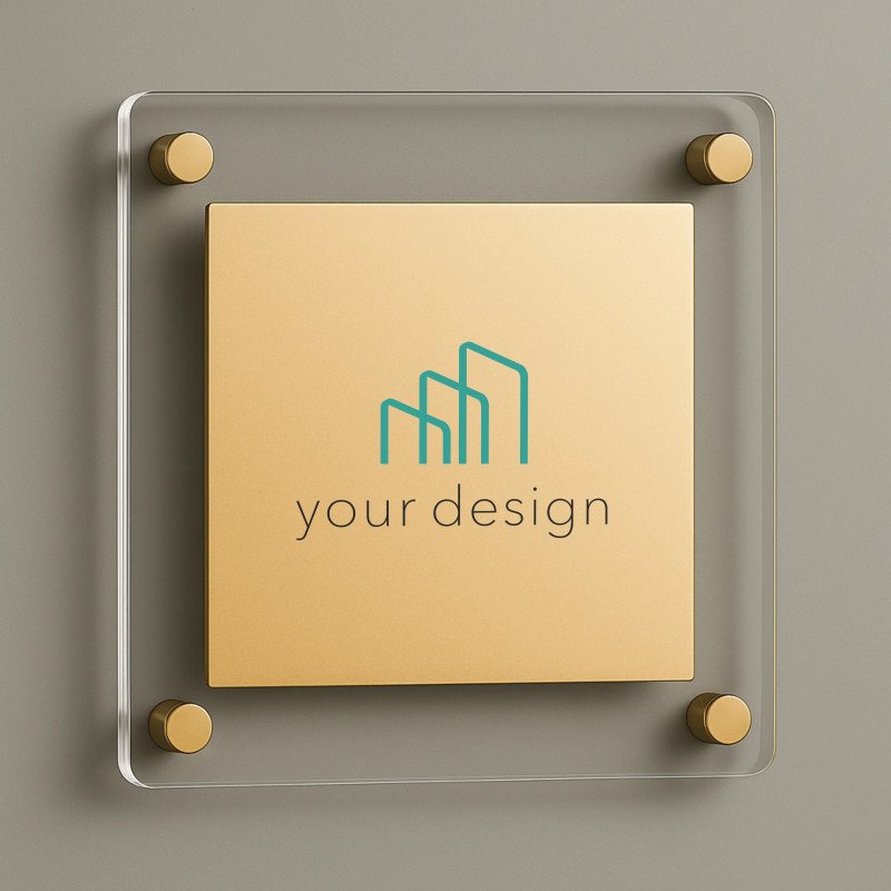 Targa bicolore oro quadrata - Doppio Plexiglass