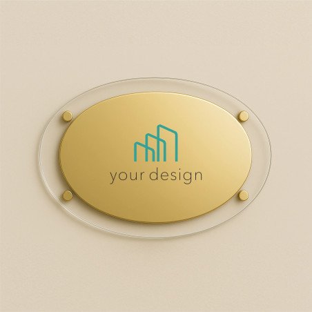 Targa bicolore oro ovale - Doppio Plexiglass