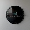 Targa nera rotonda - Doppio Plexiglass