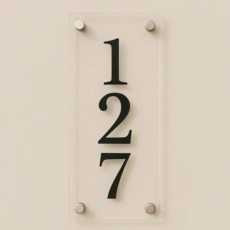 Numero civico trasparente verticale