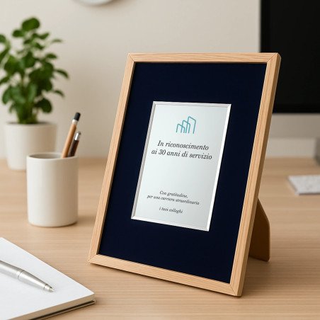 Targa Commemorativa con Cornice in Legno | Personalizzala Ora