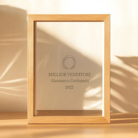Targa premio con cornice in legno