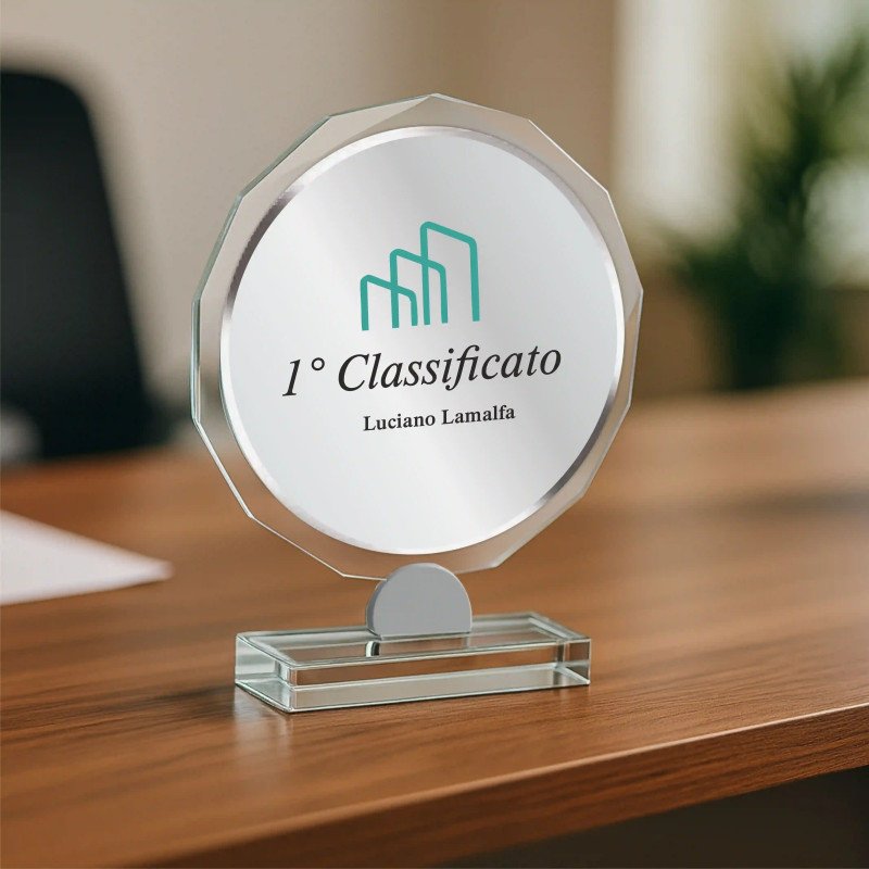 Targa premio rotonda in plexiglass