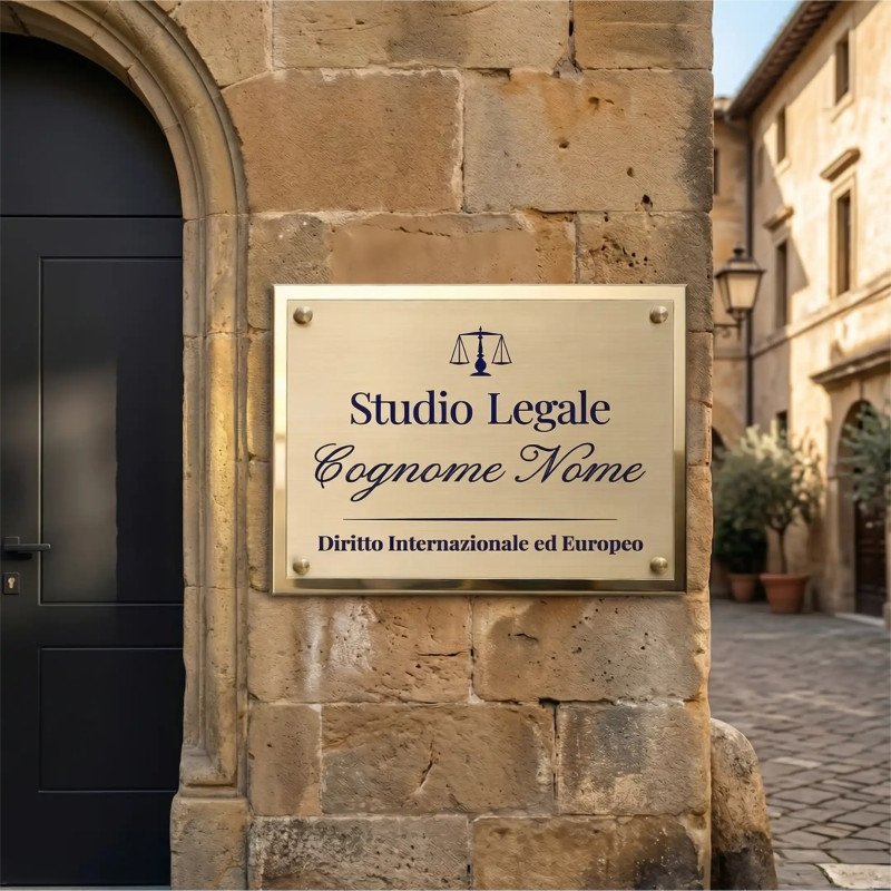 Rilievo | Targa Per Studio Legale in Ottone Satinato Bordo Lucido