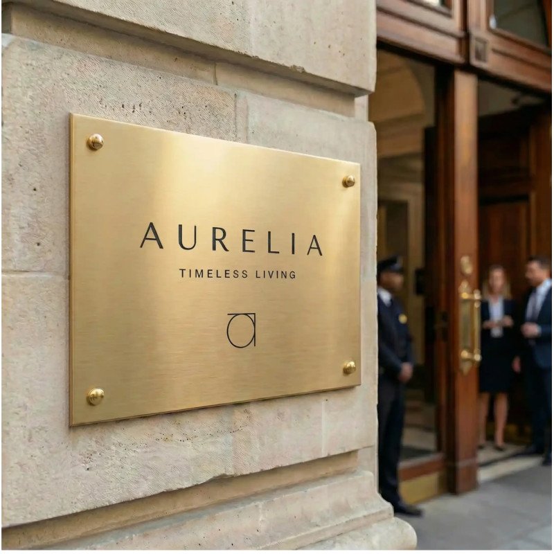 Alvera | Targa In Ottone Bisellato Satinato