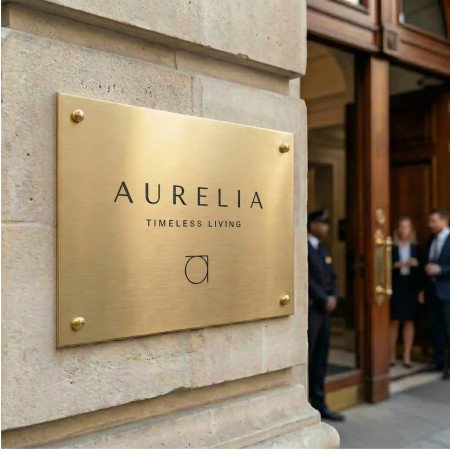 Alvera | Targa In Ottone Bisellato Satinato