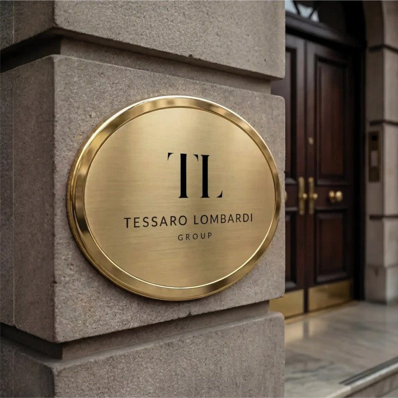 Virena | Targa in Ottone Satinato Con Bordo Lucido Ovale