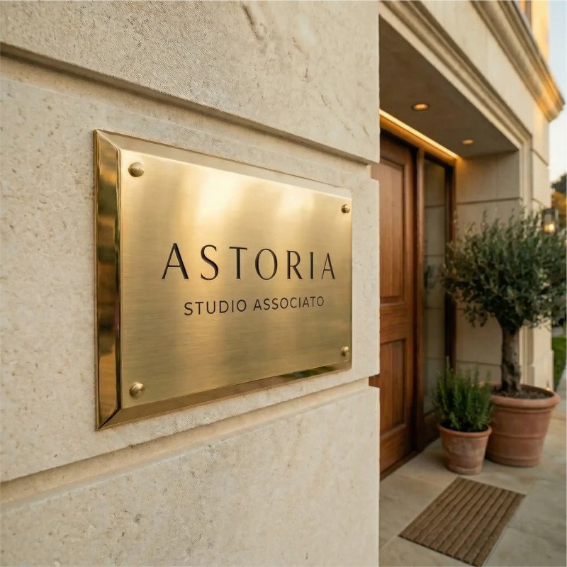 Orvia | Targa In Ottone Scatolato Satinato Con Bordo Lucido