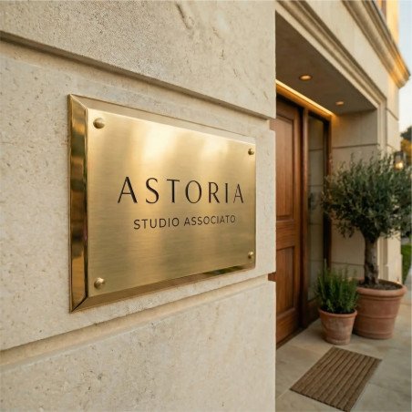 Orvia | Targa In Ottone Scatolato Satinato Con Bordo Lucido