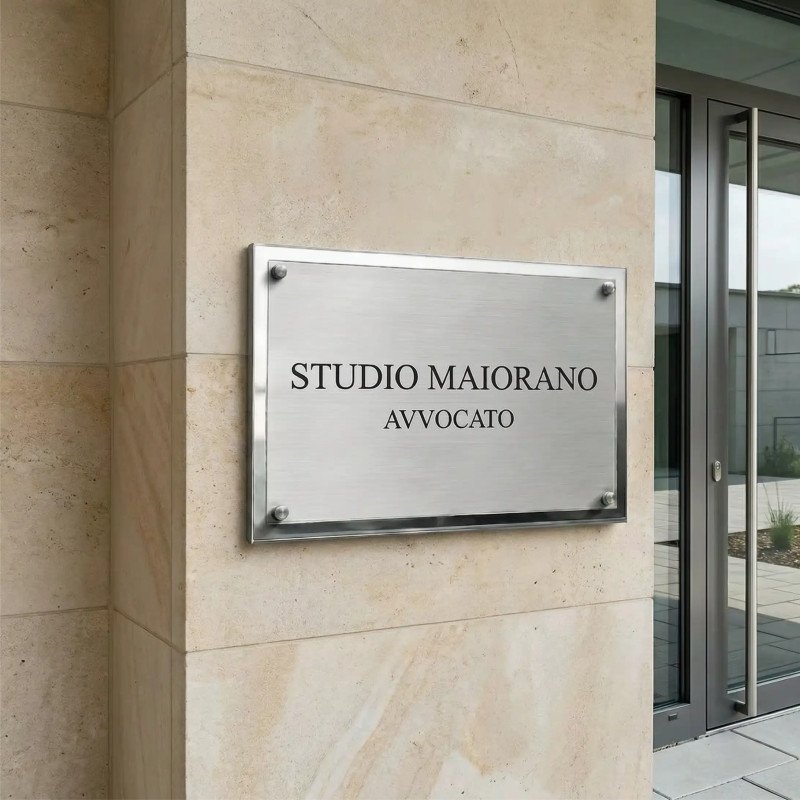 Targa in alluminio satinato bordo lucido