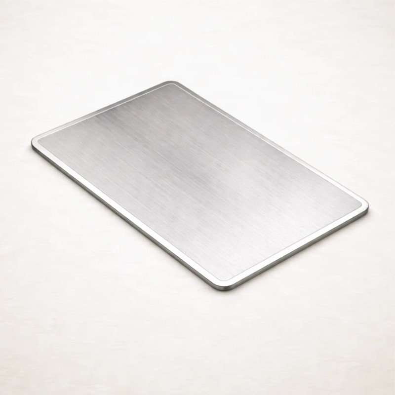 Targa in alluminio satinato bordo lucido stondato