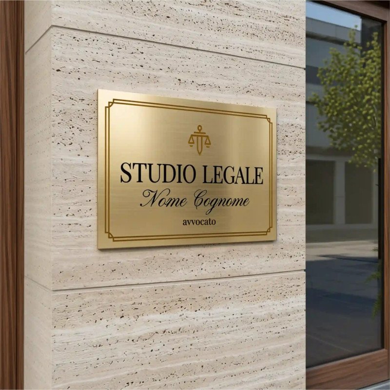 Emblema | Targa Per Studio Legale In Ottone Satinato Bisellato