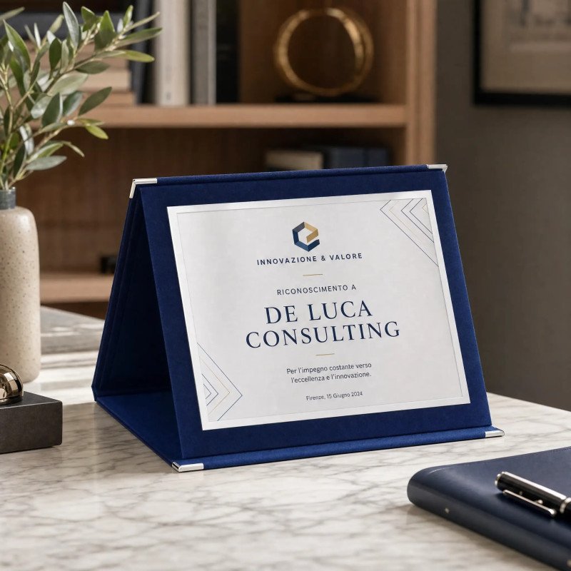 Targa commemorativa astuccio in velluto