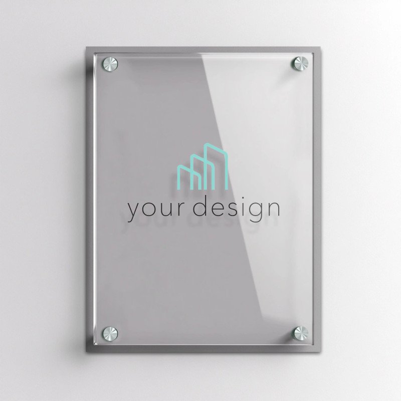 Targa argento verticale - Doppio Plexiglass