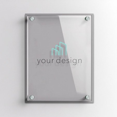 Targa argento verticale - Doppio Plexiglass