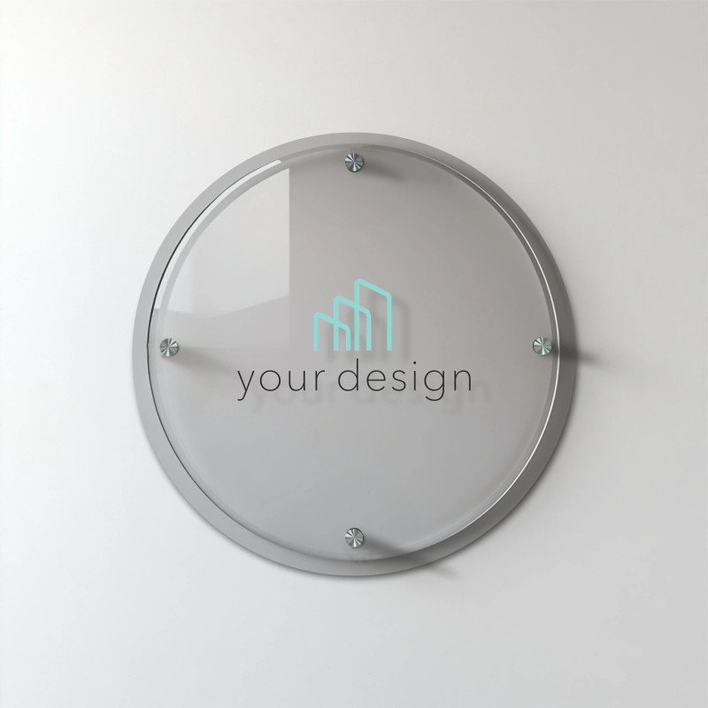 Targa argento rotonda - Doppio Plexiglass