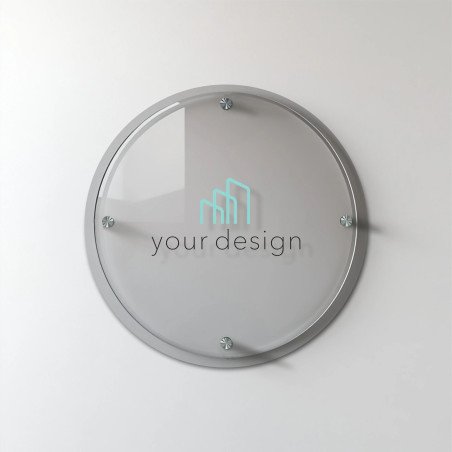 Targa argento rotonda - Doppio Plexiglass
