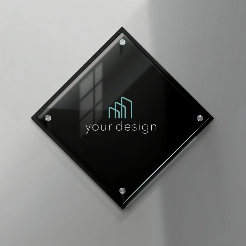 Targa nera rombo - Plexiglass e Dibond