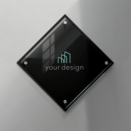 Targa nera rombo - Plexiglass e Dibond