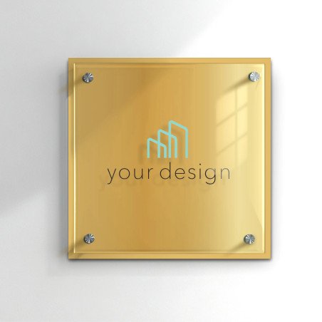 Targa oro quadrata - Doppio Plexiglass