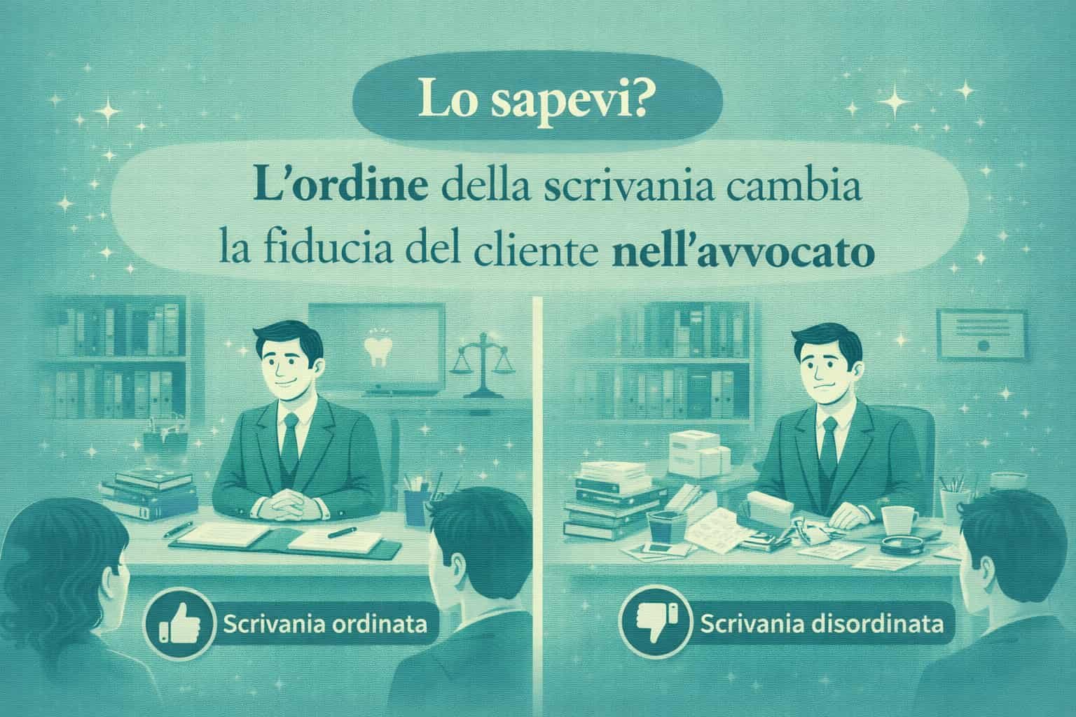 Lo sapevi? L'ordine della scrivania cambia la fiducia del cliente nell'avvocato