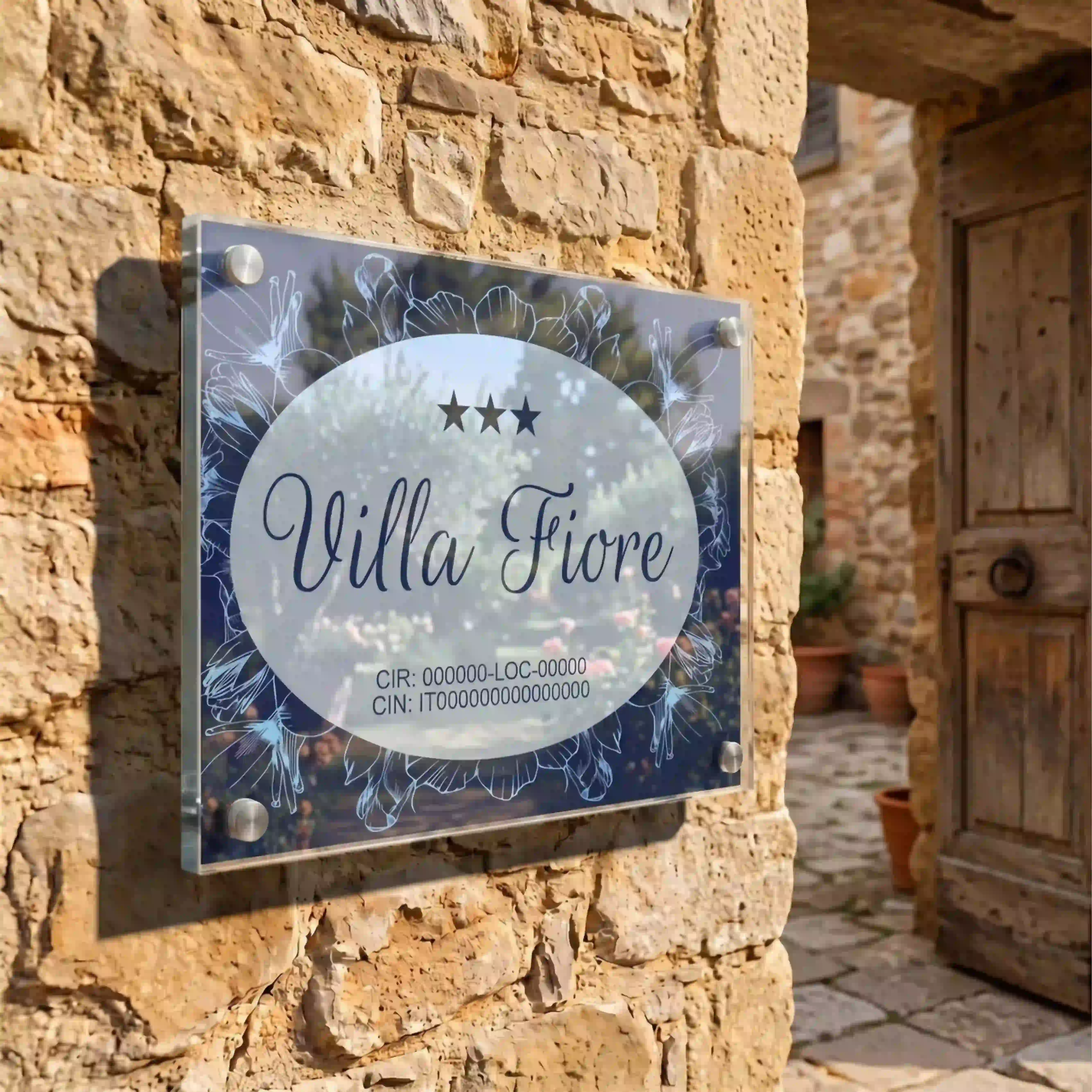 Targa in plexiglass per b&b e casa vacanze villafiore